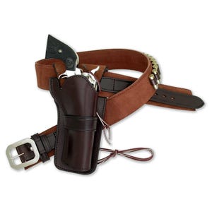 Western Leather Cartridge Belt Ammo Loops Revolver Holster Cover Colt Sass Rigs Cowboy Holster .22 .32 .357 .44 .38 .45