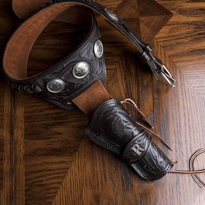 Leather Hand Tooled Holster Cartridge Belt Ammo Loops Ruger Colt .22 .32 .357 .38 .44 .45 & 12 Guage