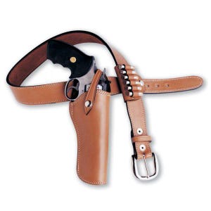 Leather Rigs Cartridge Belt with Holster Cowboy Ammo Leather Star Concho Handmade Sass Rig .22 .32 .38 .357 .44 .45 & 12 Guage