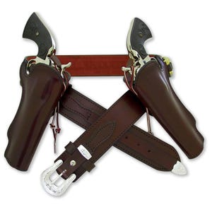 Leather Rigs Cartridge Belt with Holster Cowboy Ammo Leather Star Concho Handmade Sass Rig .22 .32 .38 .357 .44 .45 & 12 Guage
