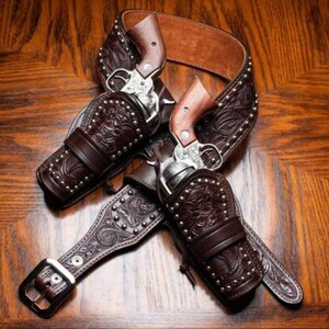 Western Cowboy Vintage Cartridge Belt Ammo Holster .22 .357 .38 .44 .45