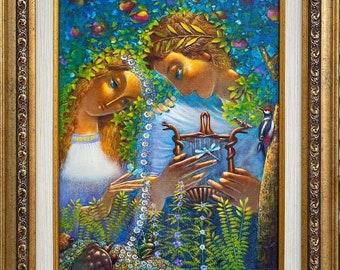 Orpheus and Eurydice, Greek Mythology Wall Art, Romantic Couples Print, Framed Canvas, Love Gift