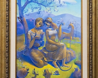 Orpheus and Eurydice Framed Art Print, Greek Myth Oil Painting