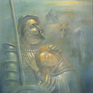 The muse of Don Quixote,Miguel de Cervantes, Canvas print with Don Quixote,Wall Art,Don Quixote Canvas Art, Living Room Gifts,Oil Painting