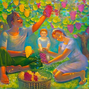 Earth&#39;s Richness, Abudance, Grape, Family, А basket of grapes, Gift idea,Livingroom Wall Art, Dining Room Decor, GRAPES Print, Reproduction