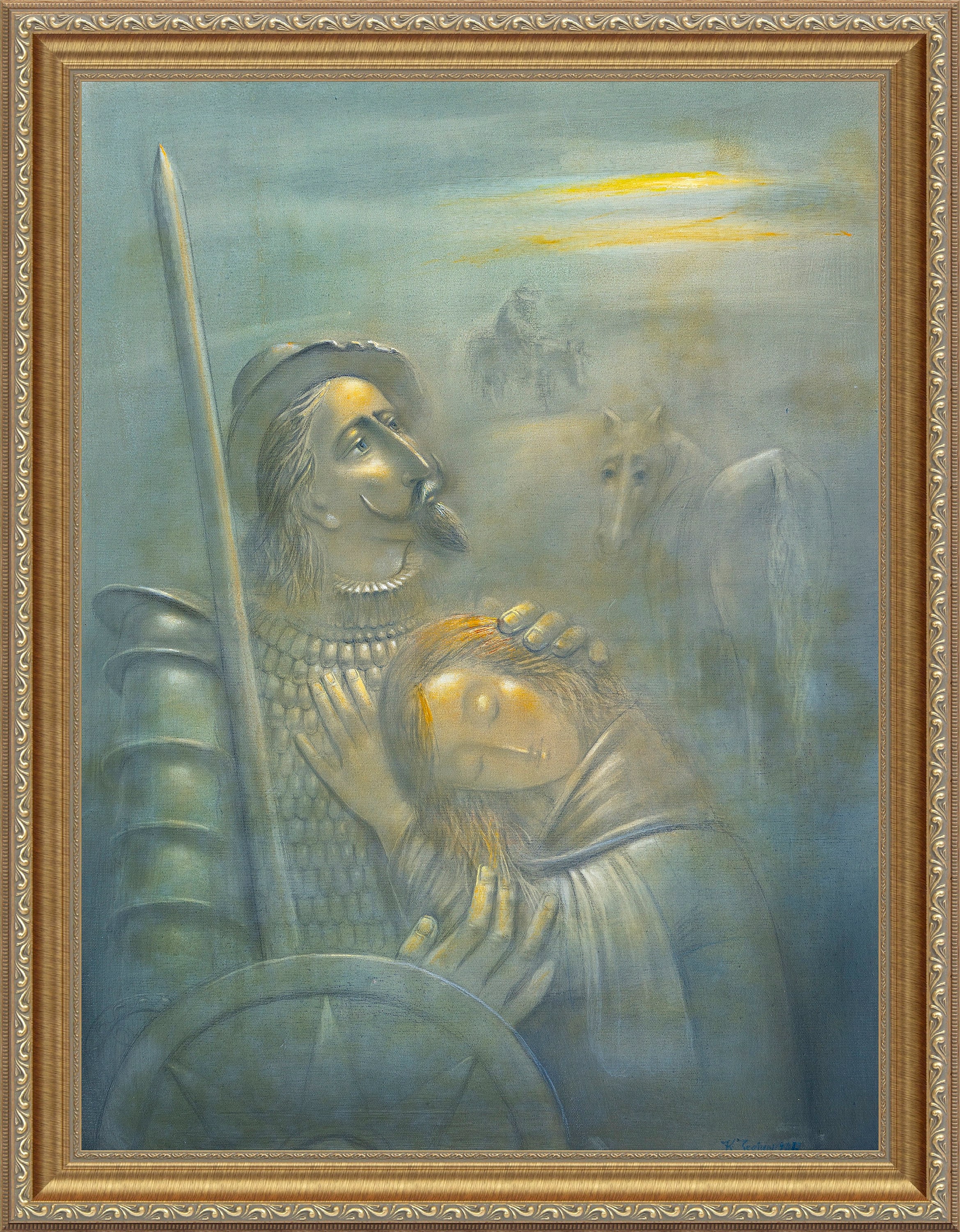 Keazim Issinov カジム・イシノフ　絵画ドンキホーテとドゥルシネーア Don Quixote Canvas Print: Keazim Issinov Oil Painting, Living Room