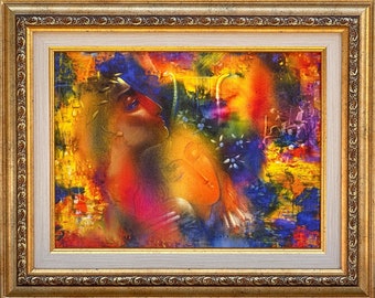 Orfeo y Eurídice Giclée: Impresión artística en lienzo de mitología griega enmarcada