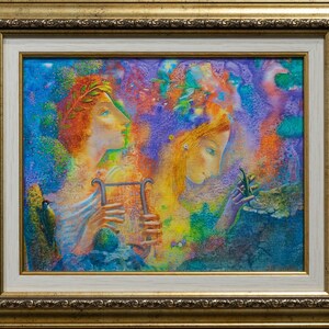 Orpheus and Eurydice,Greek mythology art,Love,Music,Lyre,Fantasy,Dream,Romance,Greek legend,Art gift,Classical,Framed,Color,11,26&quot;x13,5&quot;