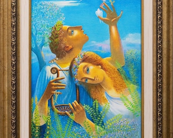 Orpheus and Eurydice Framed Art Print, Greek Mythology Oil Painting