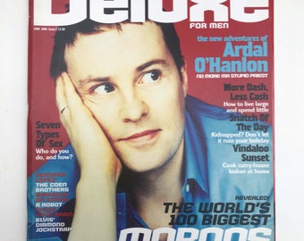 DELUXE for men⎥vintage 90s UK magazine⎥Issue 2⎥Ardal O’Hanlon cover⎥1998 lifestyle fashion magazine⎥The Face Arena