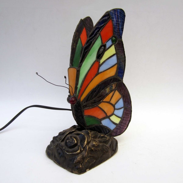 Vintage BUTTERFLY LAMP⎮stained glass style⎮Art Deco Art Nouveau