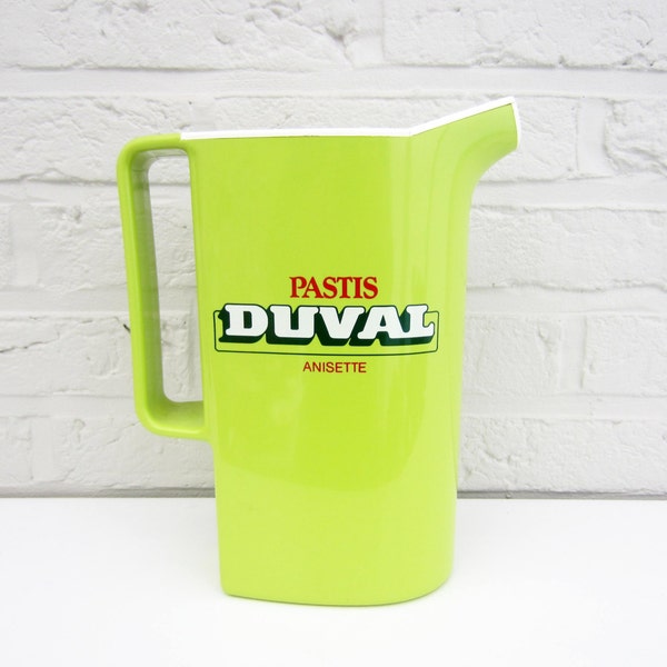 French vintage pastis PITCHER JUG⎮pastis DUVAL anisette⎮neon green red⎮French riviera Provence⎮aperitif bistro barware⎮Ricard 51⎮gift idea