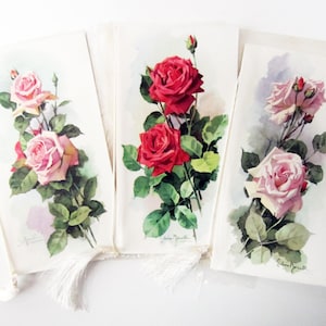 3 anciennes CARTES illustrées⎮ROSES rouge rose⎮signées S. Bonelli⎮salutations voeux pensées