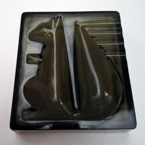 Vintage French SQUIRREL shaped promotional glass ASHTRAY