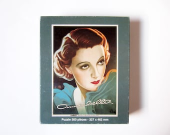 Vintage puzzle⎮Annabella 30’s French glamour movie star⎮500 pieces⎮colorful illustration