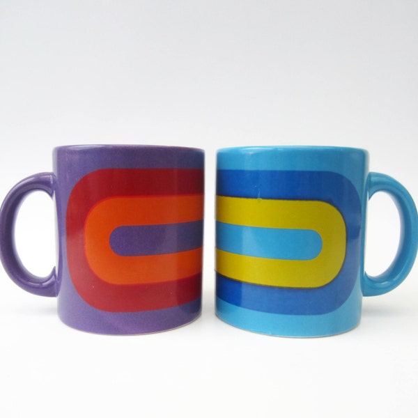 1970s vintage ceramic MUG⎮Waechtersbach Germany⎮abstract colorful decor⎮Eames era modernist⎮pop hippie⎮gift idea⎮set of 2