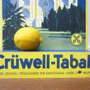 Original vintage German ADVERTISING CARDBOARDTaj Mahal IndiaCrüwell Tabakblue yellowtobacconist sign adwall home bar decorindustrial image 4