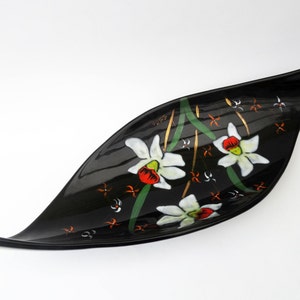 50s French vintage DISH⎮ceramic fruits bowl⎮narcissus flower decor⎮Louis Valenti Longwy enamels⎮mid century modern⎮French retro chic