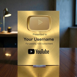 Gold YouTube 3D Customized Award | 8x10 Photo Plaque | Made of Metal