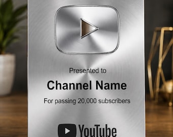 Premio Hito 3D de YouTube (Plata) / Placa fotográfica de 8x10 pulgadas / Hecha de metal