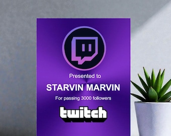 Purple Twitch Customized Award | 8x10 Photo Plaque | Made of Metal