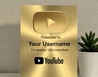 YouTube GOUD-prijs voor aangepaste afspeelknop | 8 x 10 fotoplaquette | Gemaakt van metaal