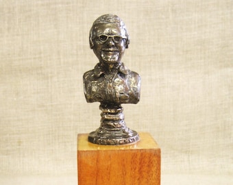 Vintage Male Portrait Bust Sculpture by Leo Blackman Bronze Statue Mid-Century Original Fine Art