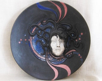 Vintage Ceramic Bowl Fine Art Female Portrait Sculpture Wall Décor Medusa Studio Pottery Housewarming Gift