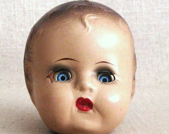 Vintage Composite Doll Head Sleepy Eye Female Mid-Century Toys