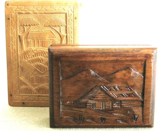 Tropical Carved Wood Box, Small Trinket Dresser and Desk Storage and Organization Asian Style Hostess Gift