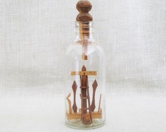 Vintage Folk Art Bottle Whimsey Sculpture Assemblage Antique Religious Tramp Art Outsider Rustic Cabin