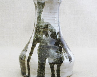 Studio Pottery Ceramic Flower Vase, Vintage Signed, Dated 75 Natural Organic Rustic Home Décor