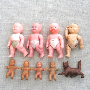 Vintage Baby Doll Renwal Dollhouse Miniature Figures Mid-Century Toys