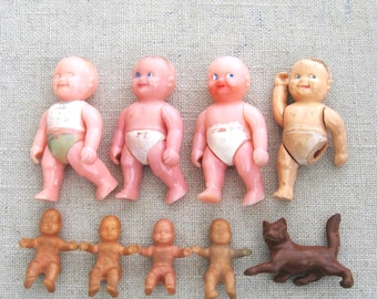 Vintage Baby Doll Renwal Dollhouse Miniature Figures Mid-Century Toys
