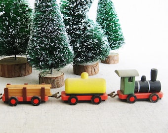 Vintage Miniature Wooden Train Germany Holiday Christmas Village and Nursery Home Décor