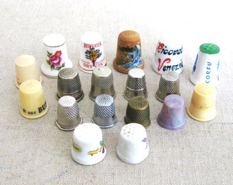 Vintage Thimble Collection, Sewing Tools and Craft Room Supplies