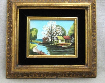 Original Landscape Oil Painting, Framed Wall Art, Small European Style Home Décor
