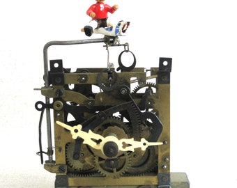 Folk Art Assemblage Sculpture, Original Found Object Art Icarus, Fine Art Clock Mechanism
