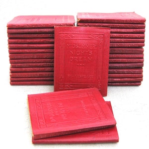 Collection of Miniature Antique Books, Little Leather Library, Vintage Set of 30, Poetry and Literature, Shakespeare