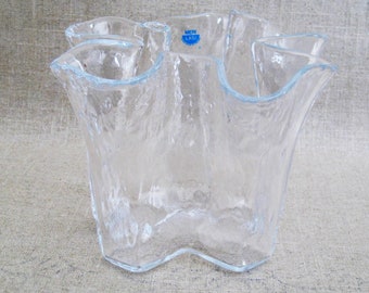 Clear Vintage Glass Veri Lasi Handkerchief Flower Vase Finland Contemporary and Modern Décor Wedding Gift