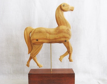 Vintage Horse Sculpture Carved Wooden Figure Folk Art Artist Model Rustic Equestrian Gift Primitive Décor