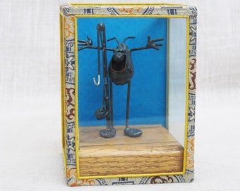 Metal Art Insect Sculpture, Vintage Sand Flea Musical Instrument Saxophone, Small Figural Art Home Décor Hostess Gift