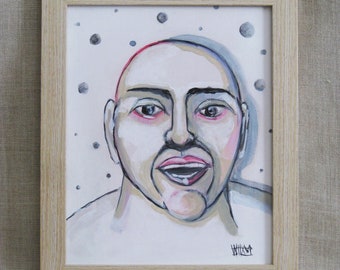 Male Portraiture Paintings, Framed Original Fine Art Gift for Him Wall Décor