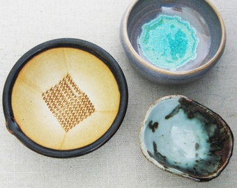 Contemporary Ceramic Bowls, Japanese Pottery Small Dish Collection, Desk and Vanity Gifts for Her