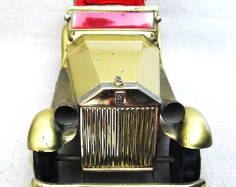 Vintage Metal Rolls Royce Car Music Box and Decanter Stand Bar and Man Cave Décor