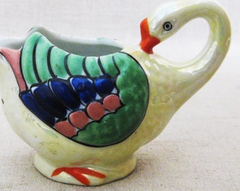 Lusterware Creamer Ceramic, Swan Shaped Milk Pitcher, Vintage Kitchen Home Décor Gift