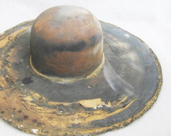 Rare Hat Mold Antique Millinery Block Form, Vulcanized Rubber, Sun Hat Shape Rustic Home Décor