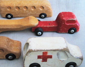 Mid-Century Toy Wooden Cars by Creative Playthings, Antonio Vitali, Vintage Nursery Home Décor Gift