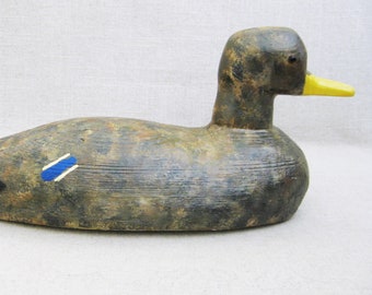Rustic Duck Decoy, Primitive Folk Art Wood Carving, Rustic Vintage Lake House Décor