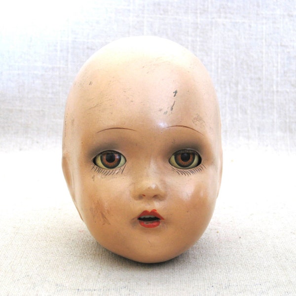 Vintage Composite Doll Head, Doll Parts and Supplies Halloween Décor Arts and Crafts